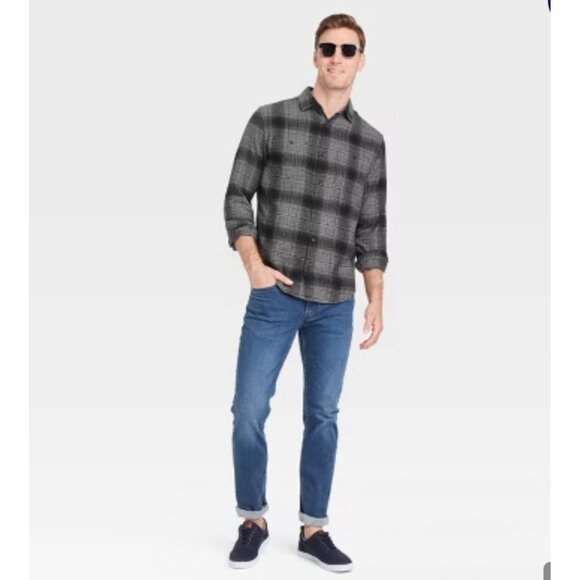 Goodfellow Men's Long Sleeve Midweight Plaid Flannel Button-Down Size S NWT - Picture 1 of 6